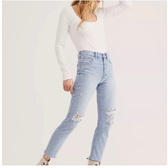 Free People Denim - Free People Blossom Rigid High Rise Skinny Ankle Jeans Sz 28